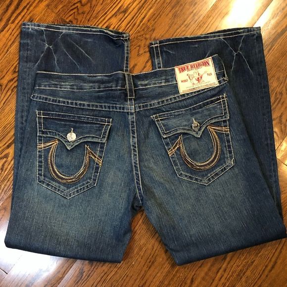 TRUE RELIGION RAINBOW BILLY Mens Relaxed Boot Leg Denim Jeans 42x33 - Picture 3 of 8